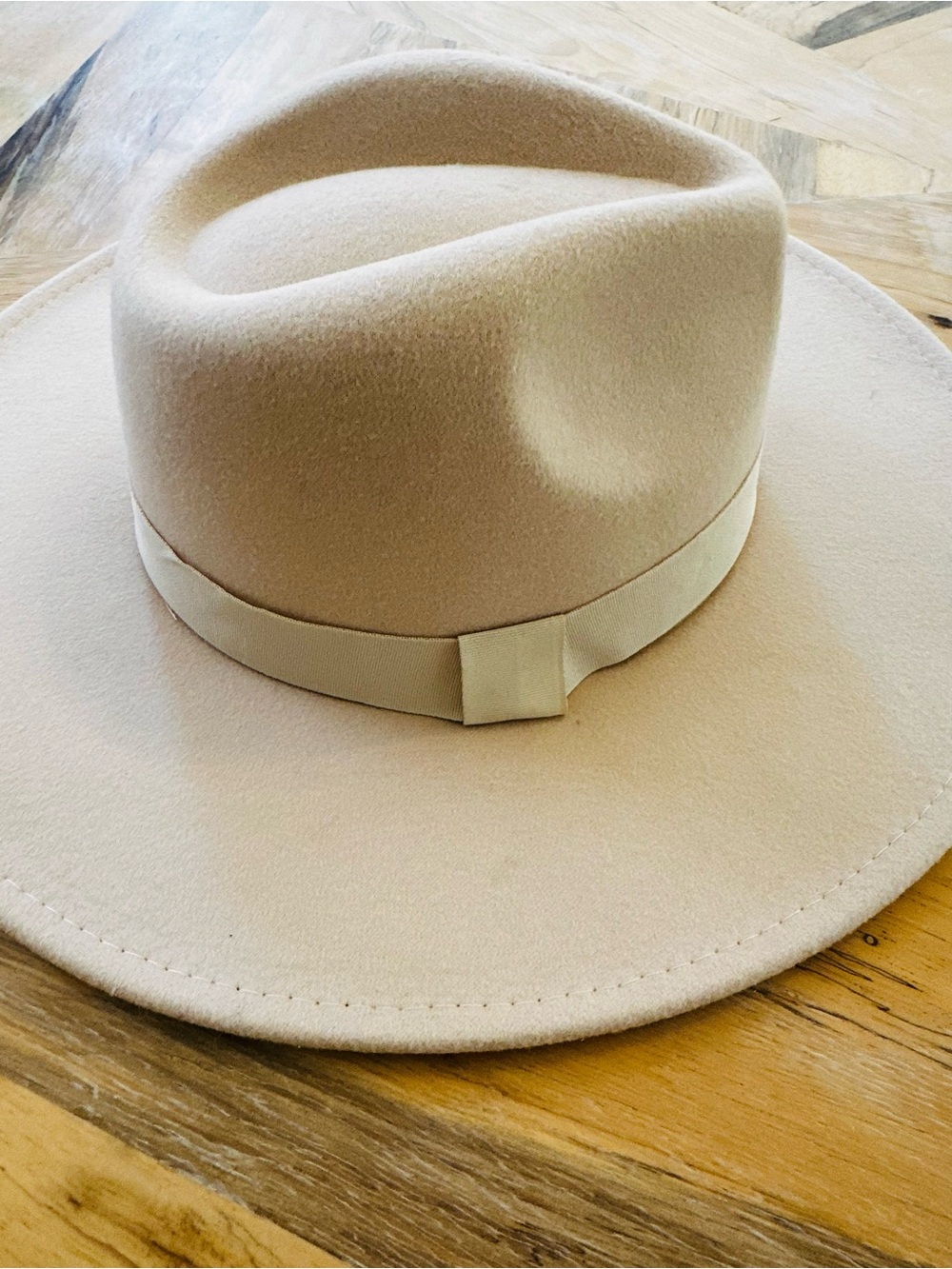 Luna Halo Wide Brim Felt Hat — Hand Painted Floral Brim - Picture 4 of 5